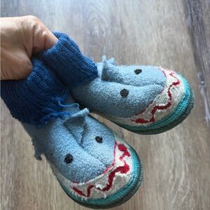 Shark Boiled Wool Blue Slippers Toddler Size 11 Garnet Hill